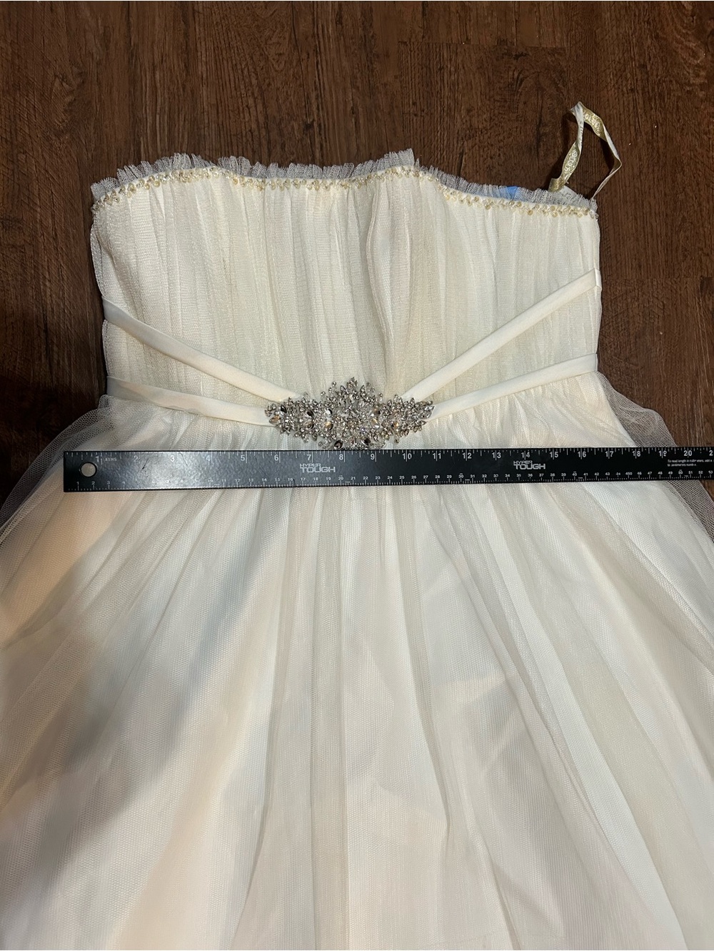 Forever Yours International Wedding Dress Size 10 Ivory Tulle Crystal Y2K Bridal - Picture 8 of 9